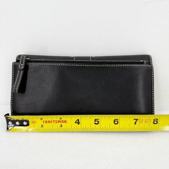 Coach Women's Black Leather Wallet Fold Over Trifold Snap with Checkbook Holder - Picture 7 of 9